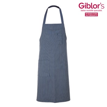 Tablier Cannes Pinafore 2 Poches Mélange Coton Rayé Italiantrendy