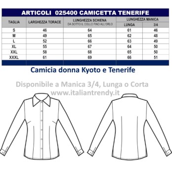 Camicia Donna Bianca Slim Cotone Stretch Per Divisa di Bar Hotel Pub