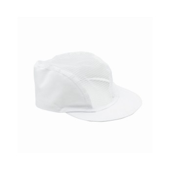Cappellino Alimentare in Cotone con Rete e Visiera Rigida Bianco R051