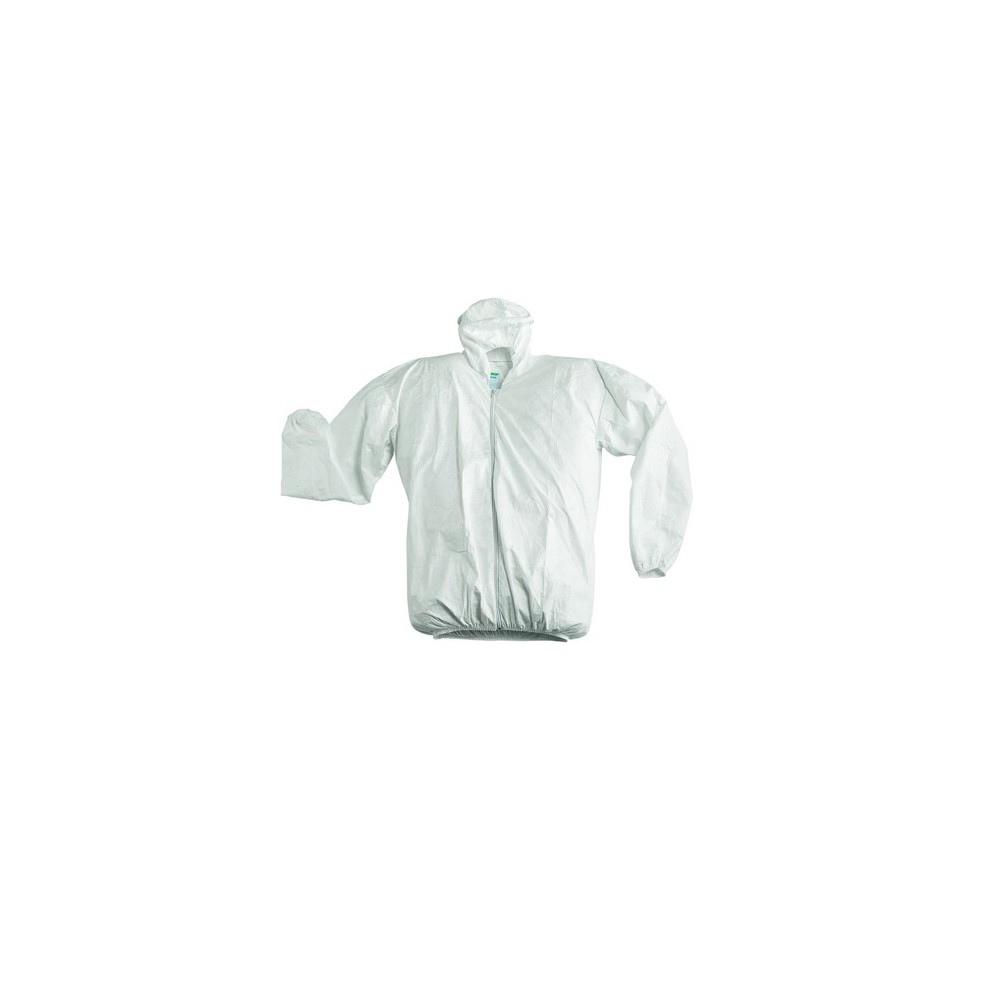 Disposable white Tyvek jacket in microperforated polyethylene 41 g/sqm for bodywork