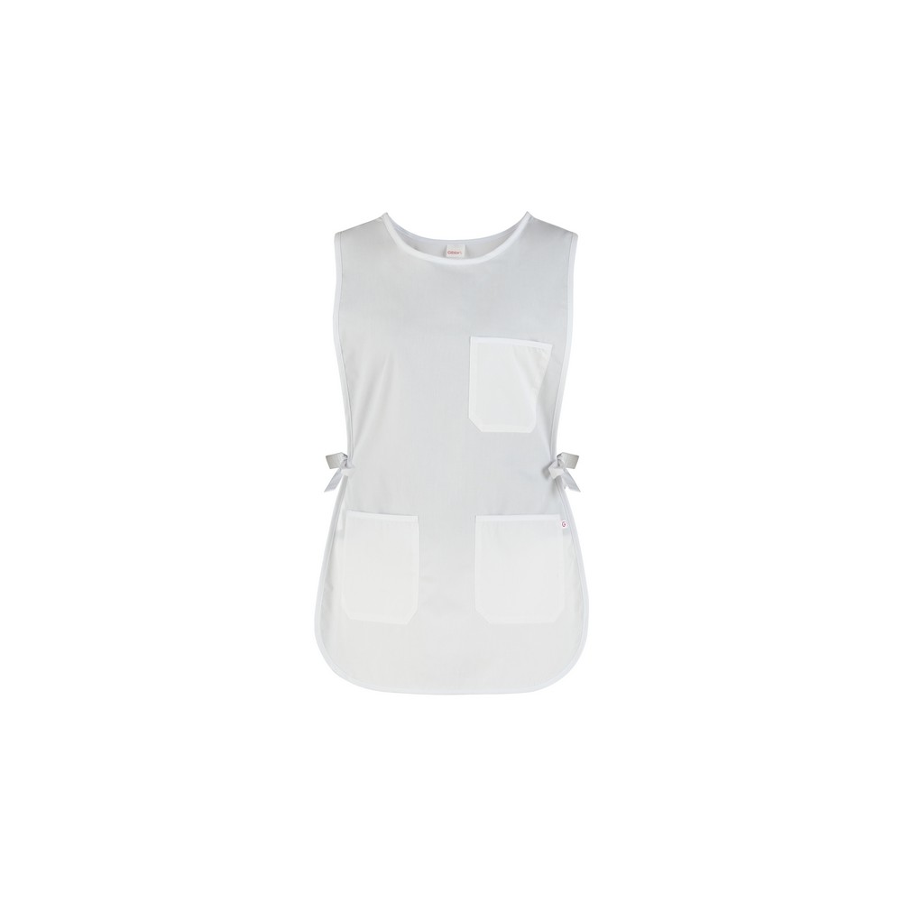 Weißes Schürzenkleid für Frauen mit Latz oder Arbeitsponcho Zefiro-Q9H00232C01U-0.