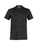 Tommaso - Giacca da Cuoco Slim Nera per Uomo a Manica Corta Con Bottoni estraibili