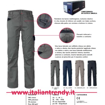 Pantalone Elasticizzato da Lavoro Con Tasche Laterali Tessuto Robusto