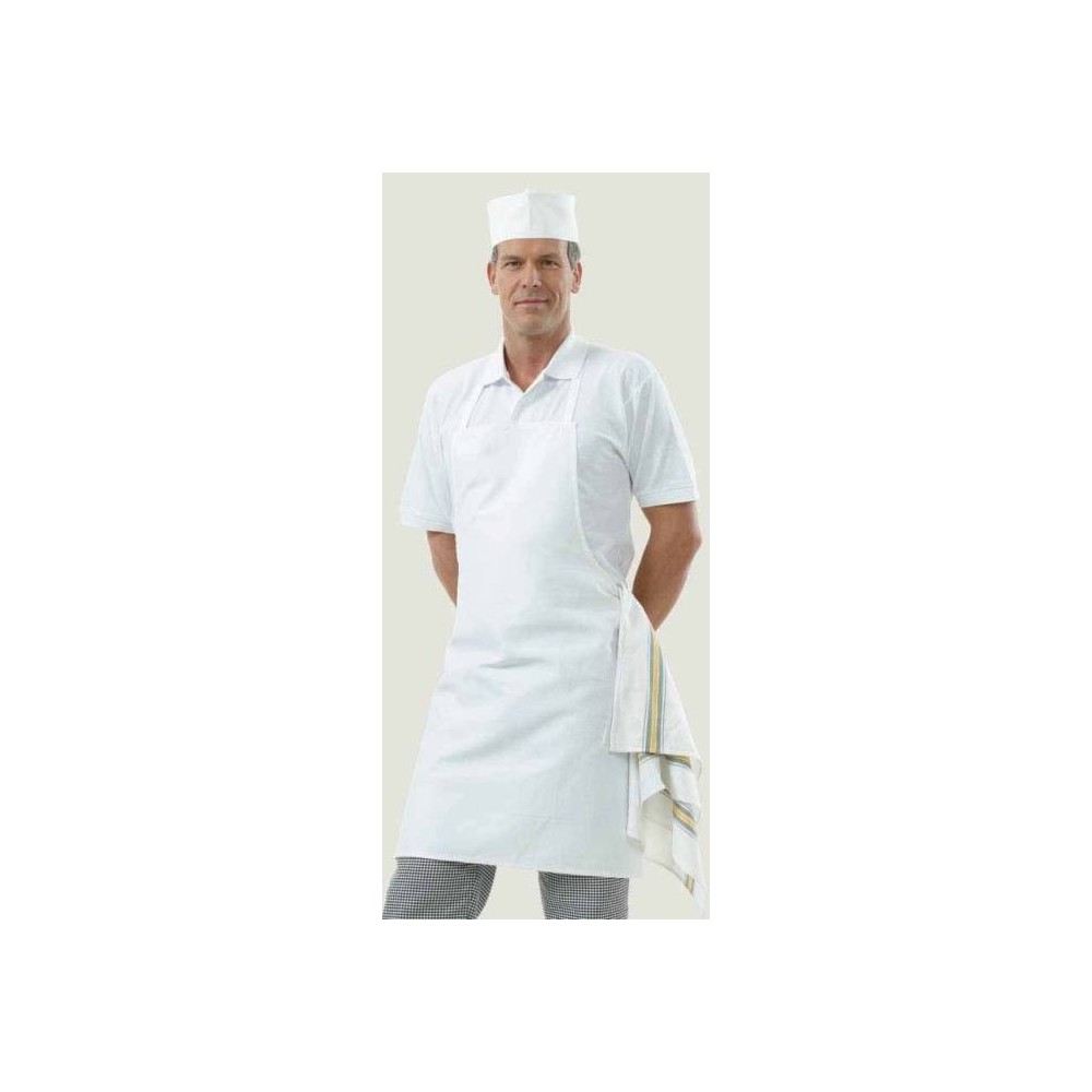 Stock of 10 White Aprons 70 X 85 in Cotton for Kitchen or Bakery