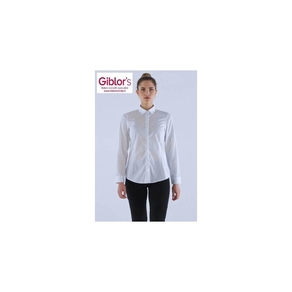Camicia Bianca Sciancrata Slim da Donna per Ristorazione e Albergheria - Maniche Lunghe Q1NX0167 italiantrendy