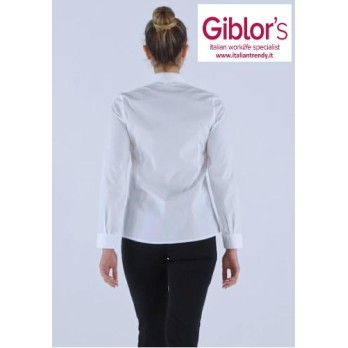 Camicia Bianca Sciancrata Slim da Donna per Ristorazione e Albergheria - Maniche Lunghe Q1NX0167 italiantrendy