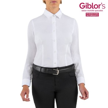 Camicia Bianca Sciancrata Slim da Donna per Ristorazione e Settore Alberghiero- Maniche Lunghe italiantrendy