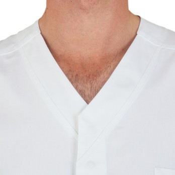 Weiße offene Bluse, V-Ausschnitt, kurze Ärmel, zentrale Schnürung für Uniform O.S.S. oder Schönheitszentren italiantrendy Franco