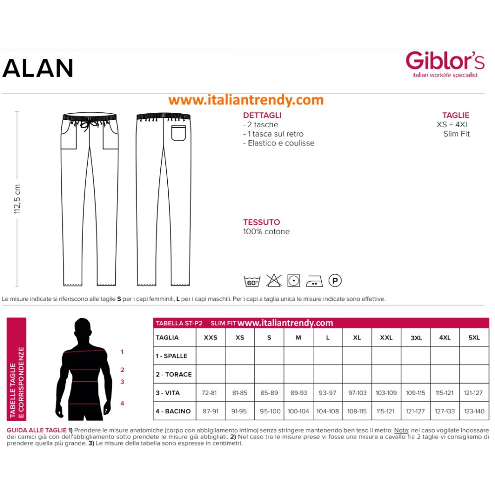 Pantalone da Cucina “Alan” Unisex Nero – Slim Fit, Misto Cotone | ItalianTrendy