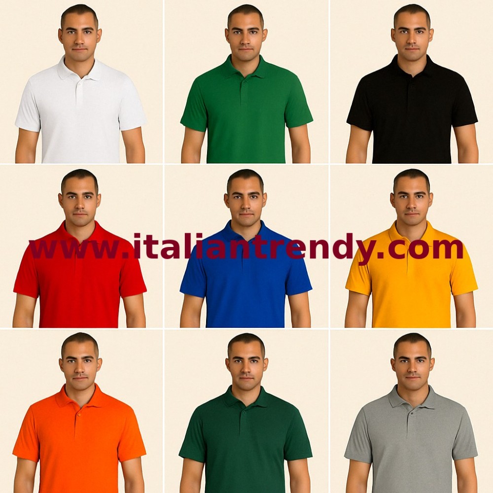 Polo Uomo Donna Tinta Unita Manica Corta Piquet 11 Colori