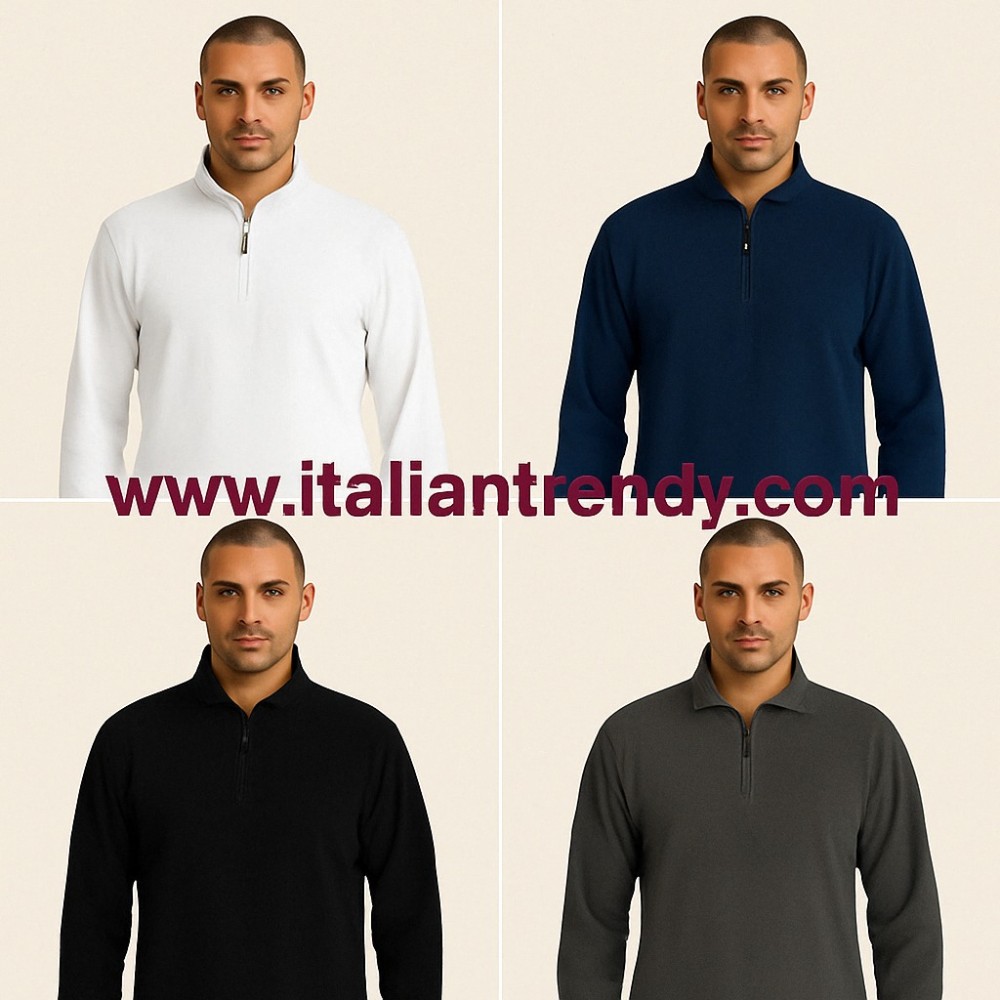 Micro Pile Dublin Work Sweatshirt - High Neck with Zip - Black, Grey, Blue, White, Light Blue