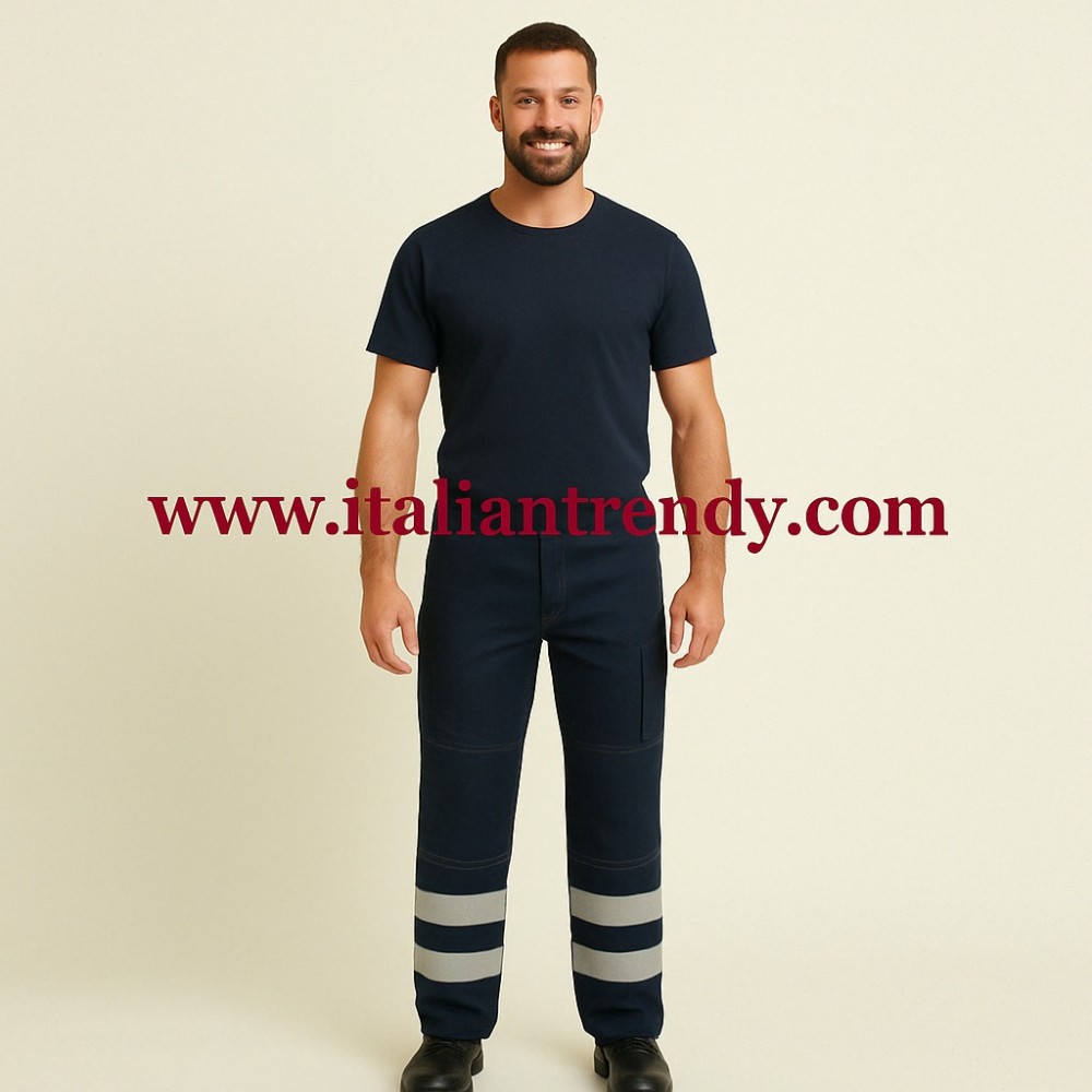 pantalone invernale blu con strisce rifrangenti sicurezza e comfort termoplus+ italiantrendy