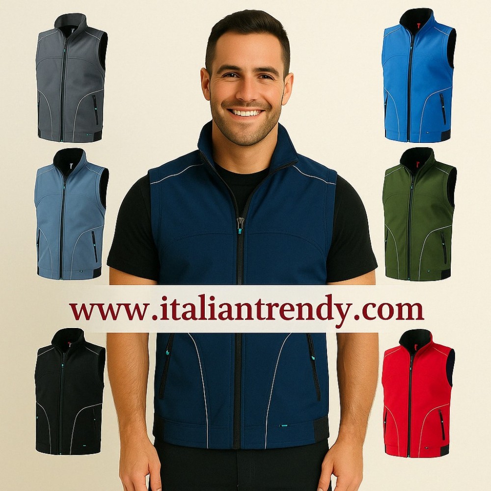 gilet uomo tessuto softshell invernale disponibile in rosso blu nero verdone bluette  italiantrendy