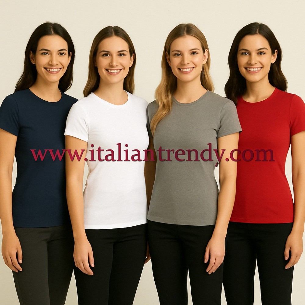 T-Shirt Slim Fit da Donna a Maniche Corte per il Lavoro in Blu Viola Grigio Rosso Bianco neroitaliantrendy