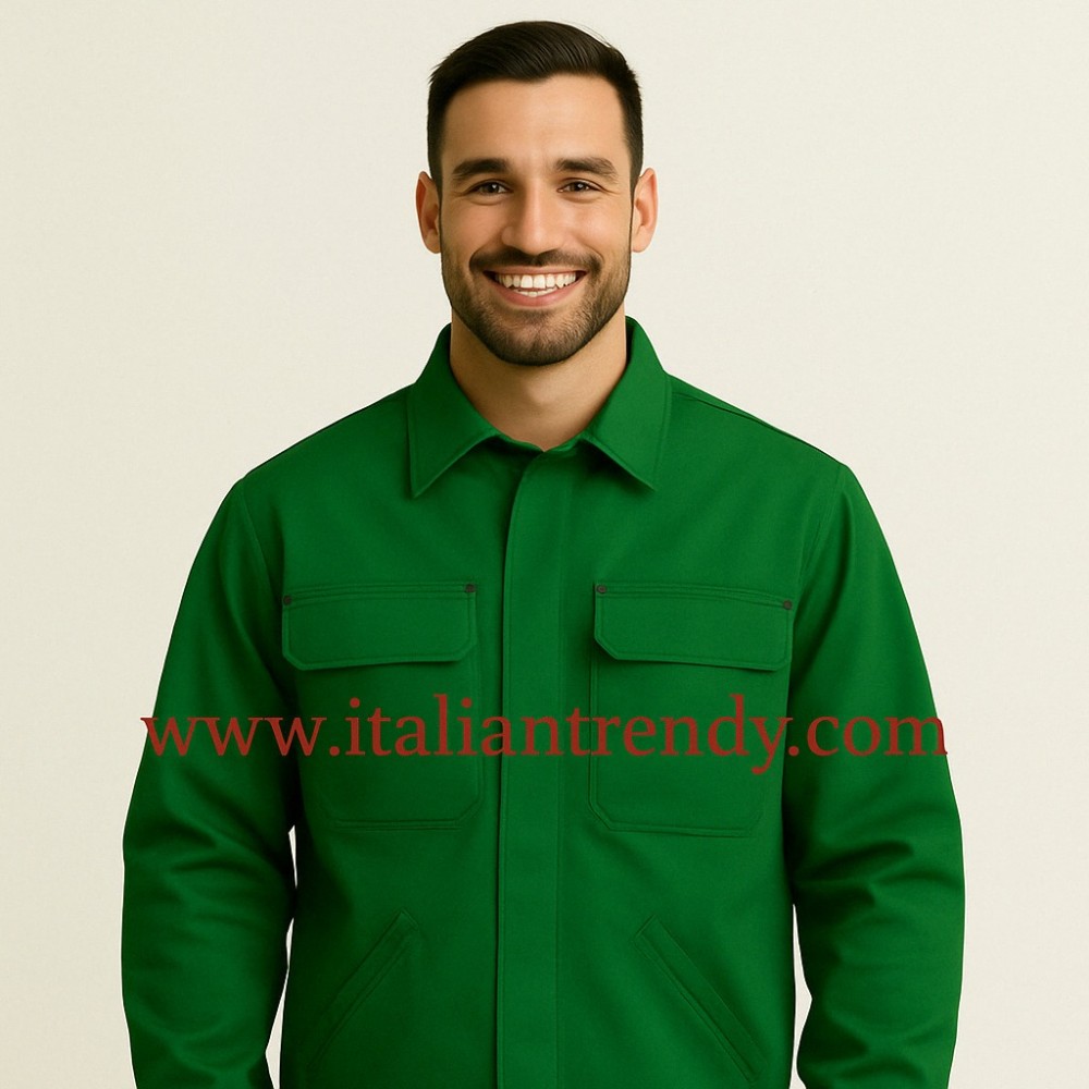 giubbetto verde unisex in cotone ignifugo per saldatori elettricisti e industriali a rischio fiamma libera italiantrendy