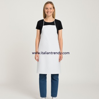 Delantal de cocina blanco de algodón ligero. Míralo en línea.