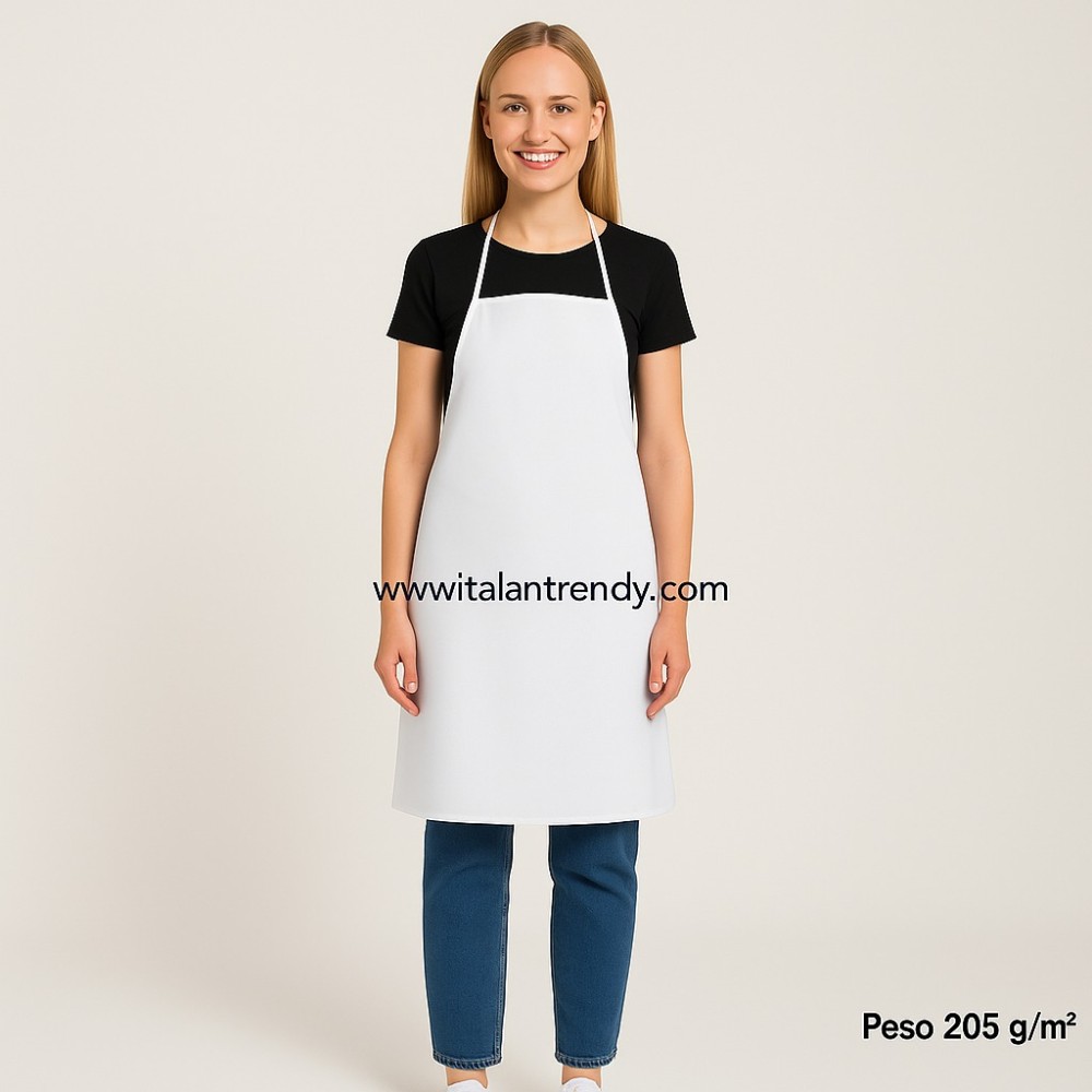 Lager von 10 weißen Schürzen 70 X 85 aus Baumwolle für Küche oder Bäckerei