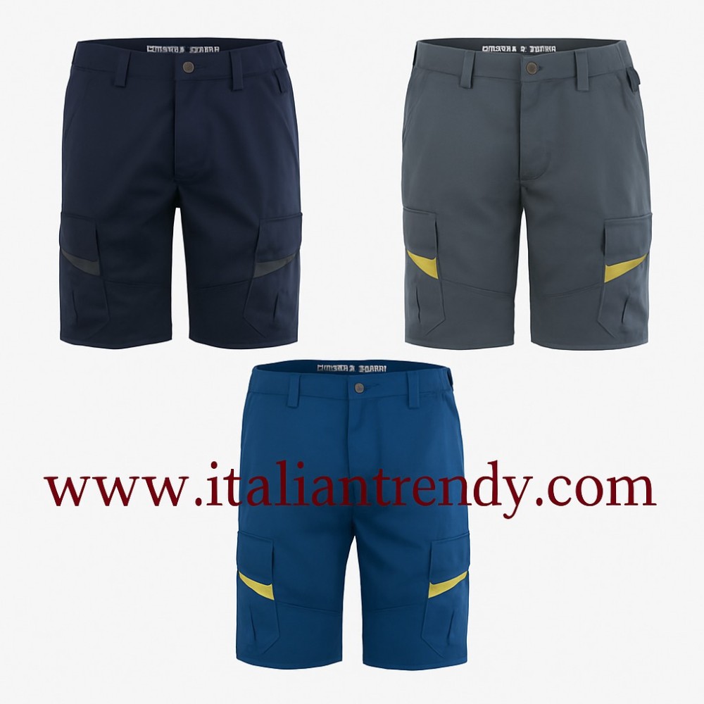 bermuda da lavoro comodi versatili taglie xs-xxxl blu legion blu grigio re-use re-work a00730 italiantrendy