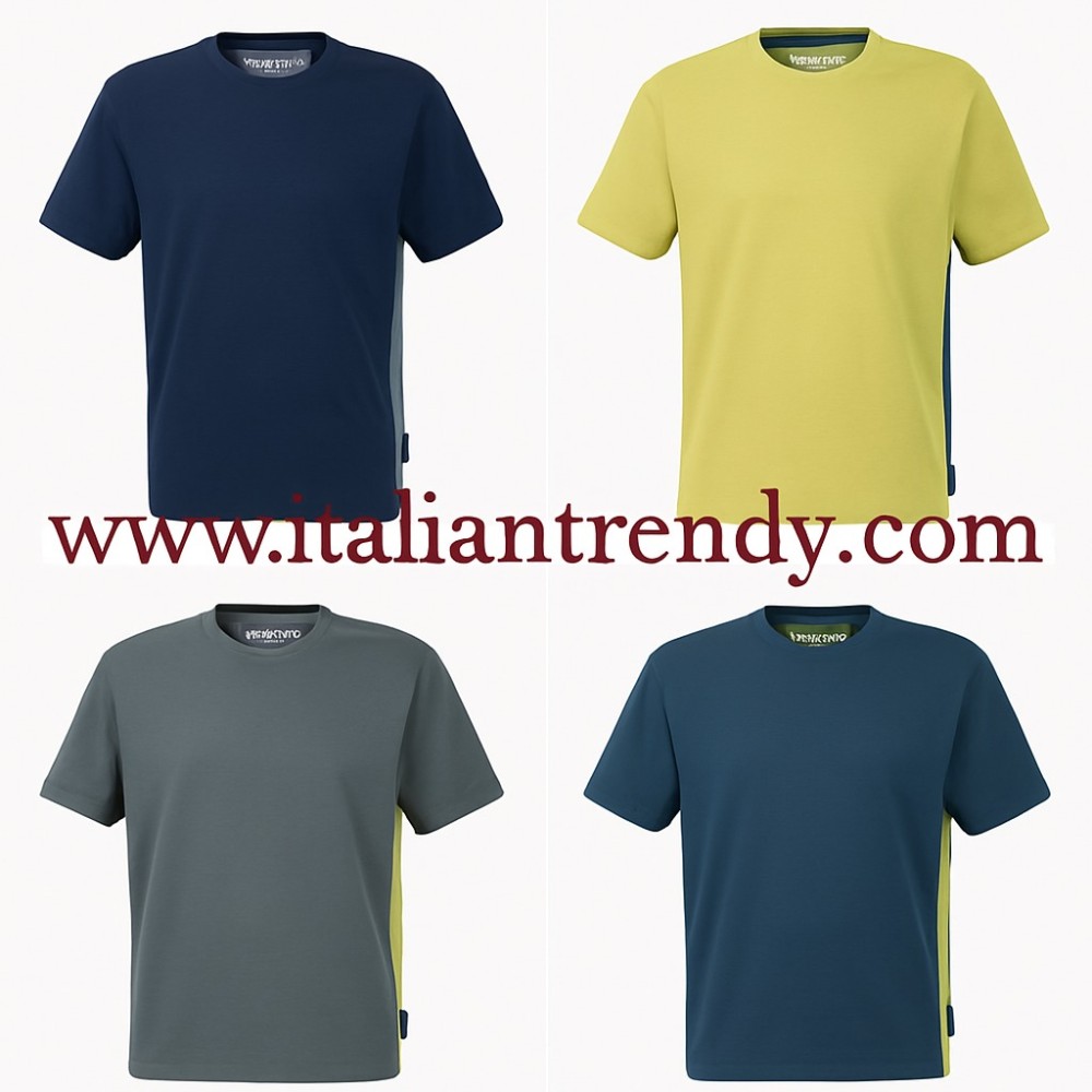 t-shirt da lavoro professionale giallo blu grigio vestibilia regolare in tessuto riciclato hh237 italiantrendy