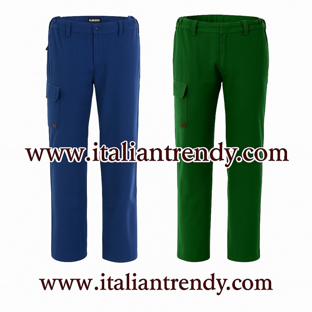 pantalone cotone ignifugo per saldatore ce ii flammatex verde o blu a00116 italiantrendy