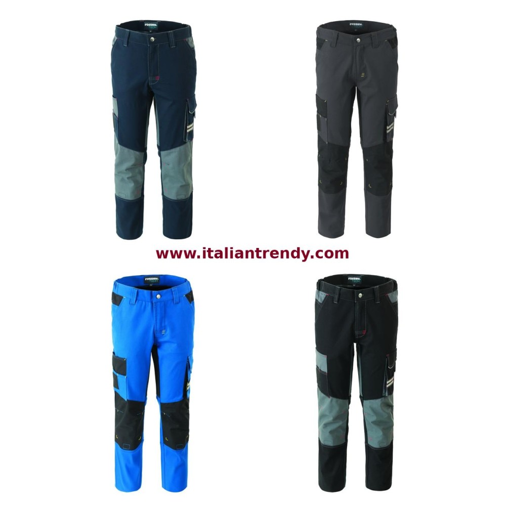 Men's Stretch Work Pants with 2-Color Knee Pad Pockets