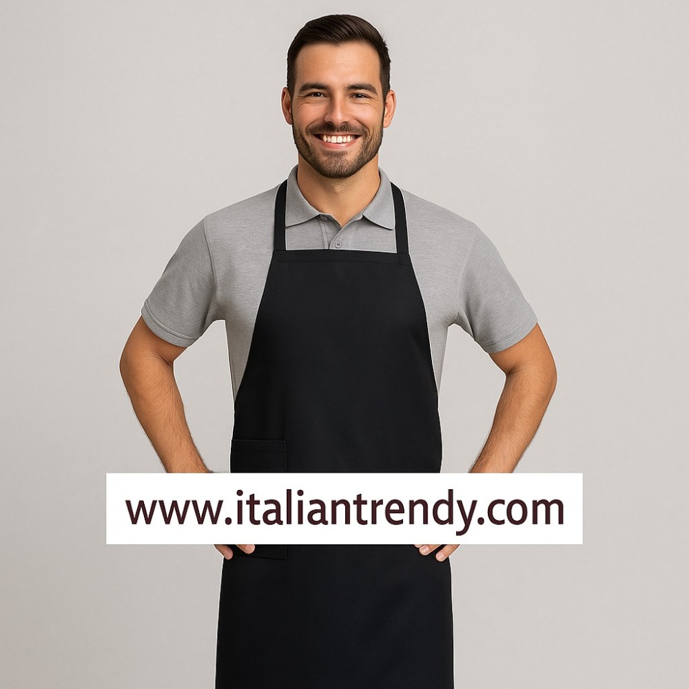 grembiule o parananza nero lungo con pettorina unisex q8h00201 ancona italiantrendy