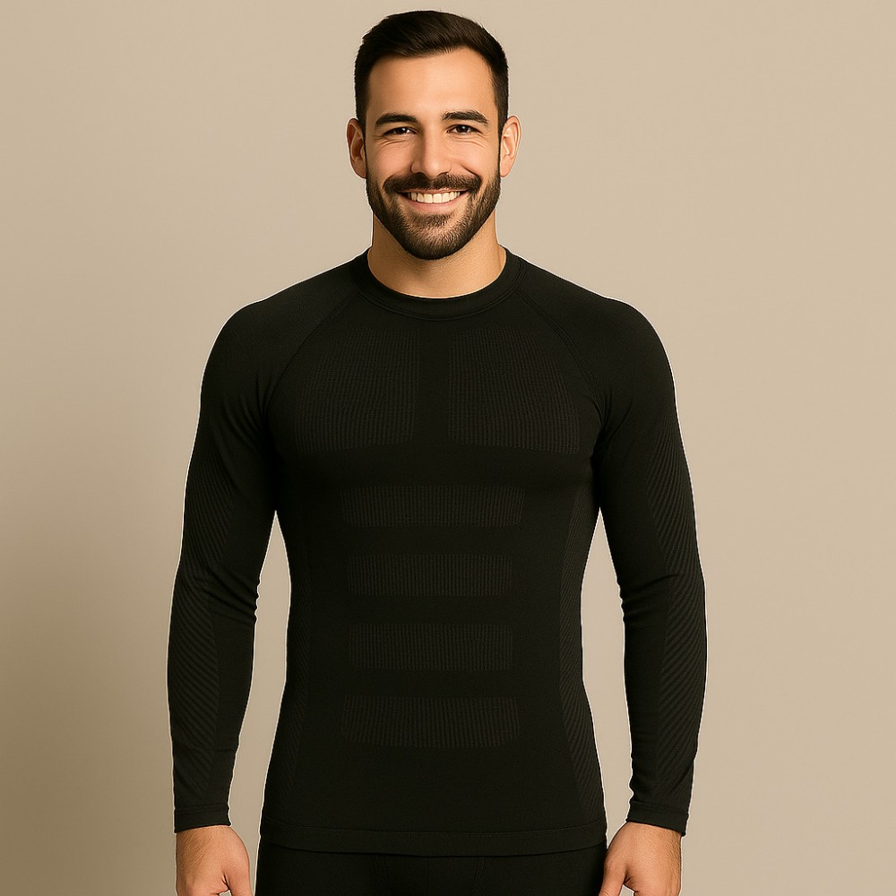 t-shirt termica, intimo tecnico, manica lunga elasticizzata antracite perfetta per condizioni fredde hh072 italiantrendy