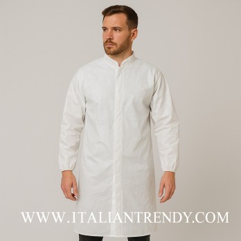 Blouse jetable en Tyvek blanc en polyéthylène microperforé 41 g/m² CE I