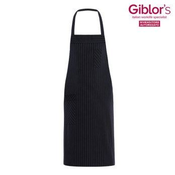 Louvre Schürze mit Latz aus gemischter gestreifter Baumwolle für den professionellen Gebrauch