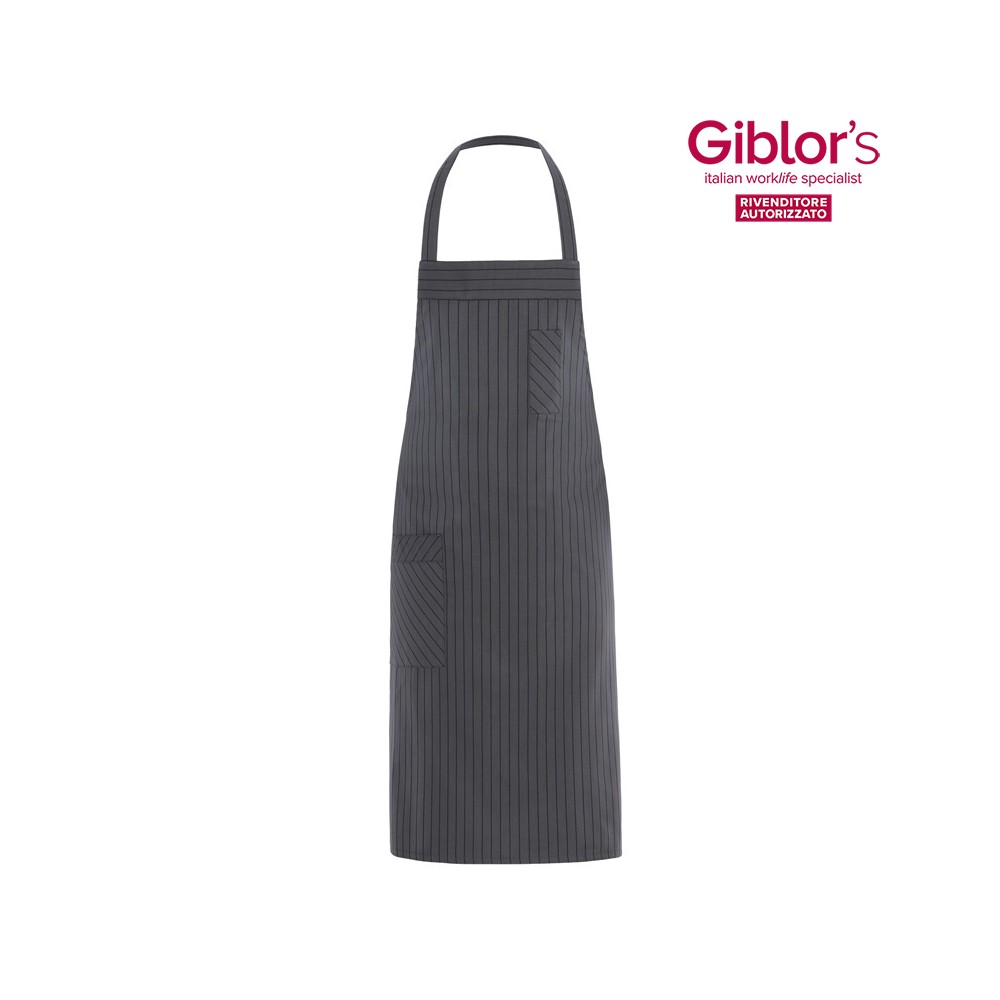 Louvre Schürze mit Latz aus gemischter gestreifter Baumwolle für den professionellen Gebrauch